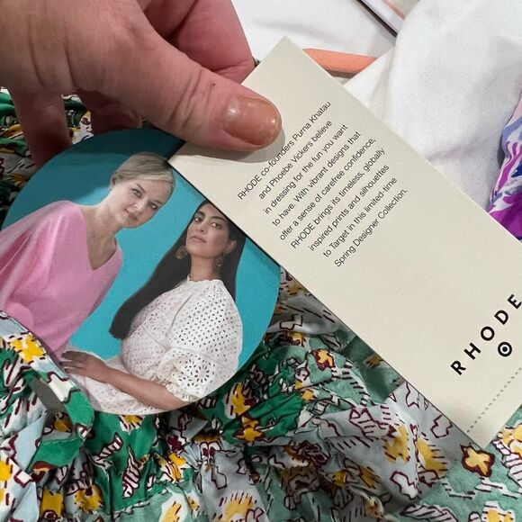 RHODE x Target whimsical Green floral spaghetti strap crop bra top size small - Picture 8 of 12